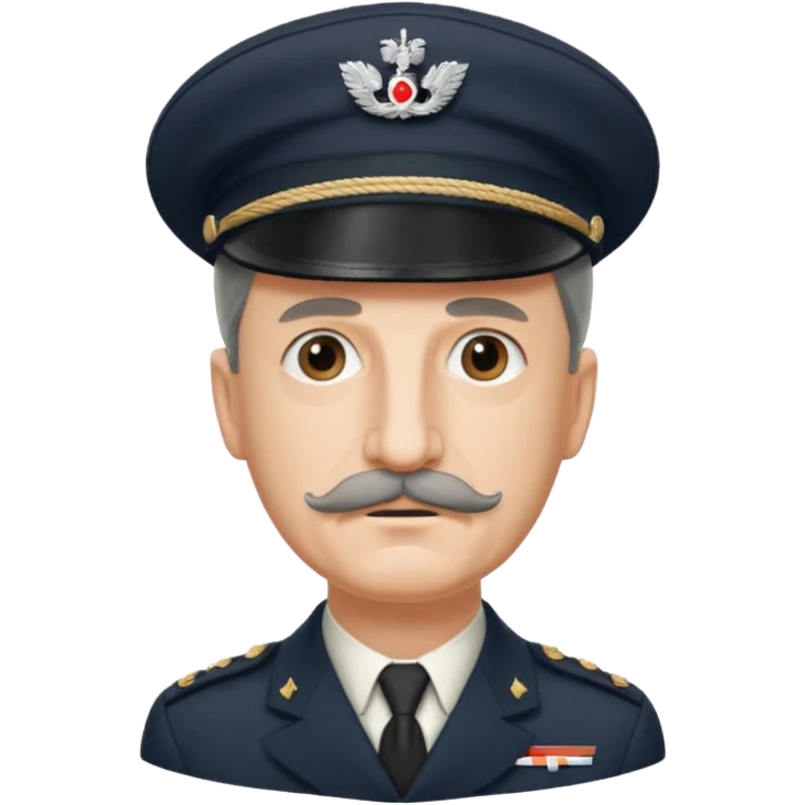 Charles de Gaulle emoji with iconic kepi hat and mustache, neutral expression emoji
