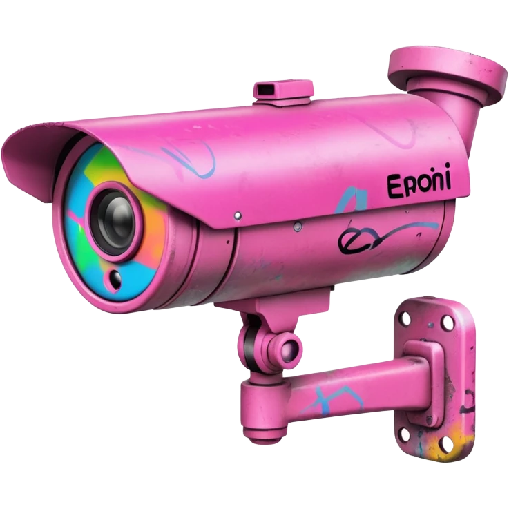 Security Camera pink with graffity emoji