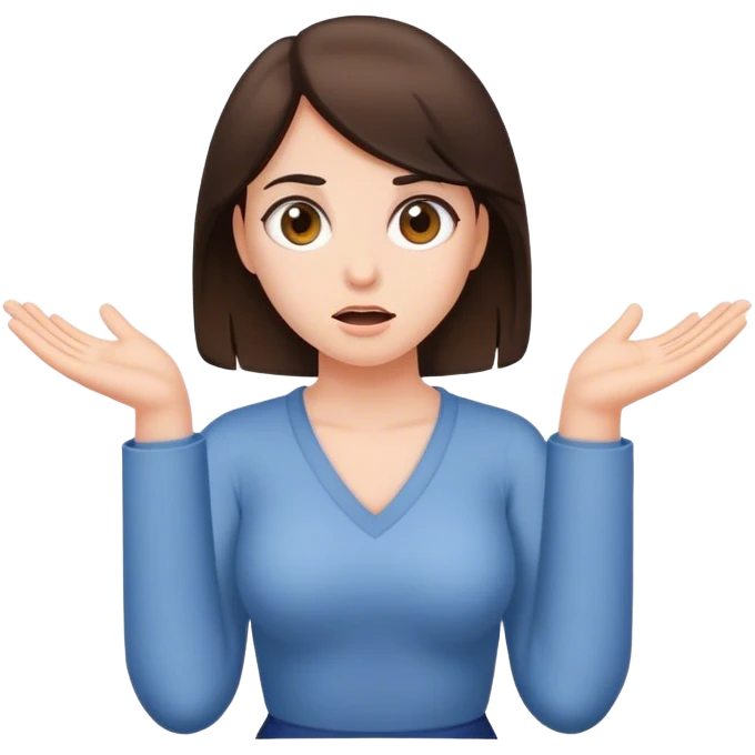Brunette girl shrugging emoji
