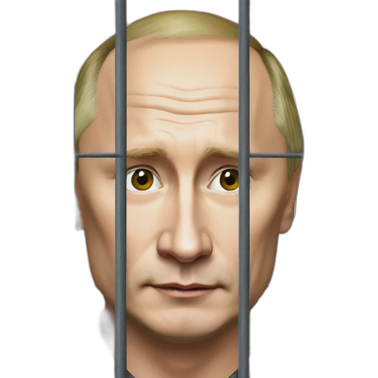 Putin sits behind a metal grid emoji