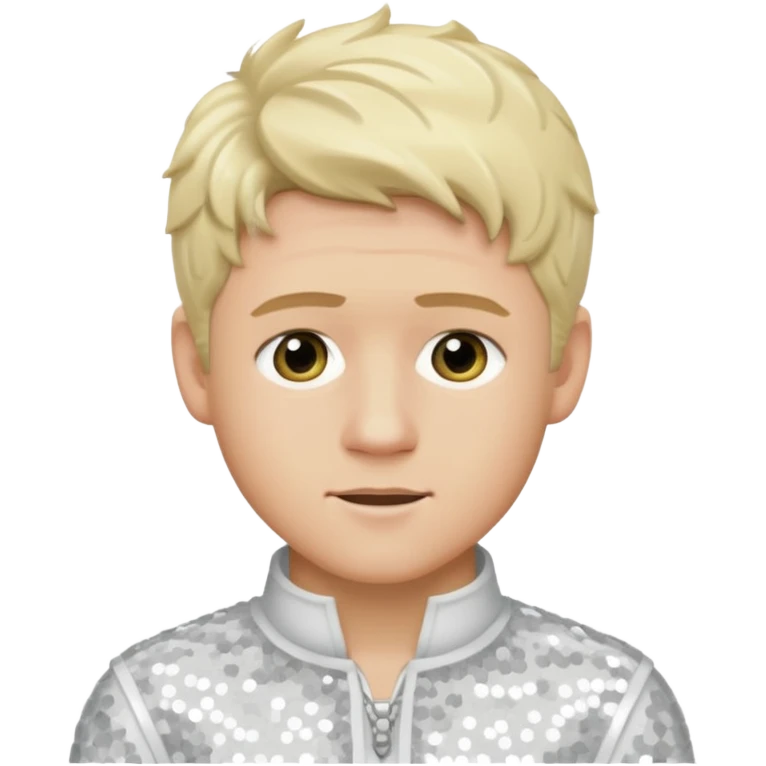 Niall Horan from One Direction with light skin, blonde hair, white sequin outfit emoji