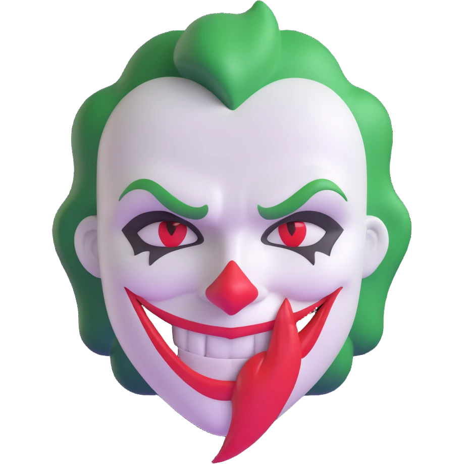heart breaking out of a joker face emoji