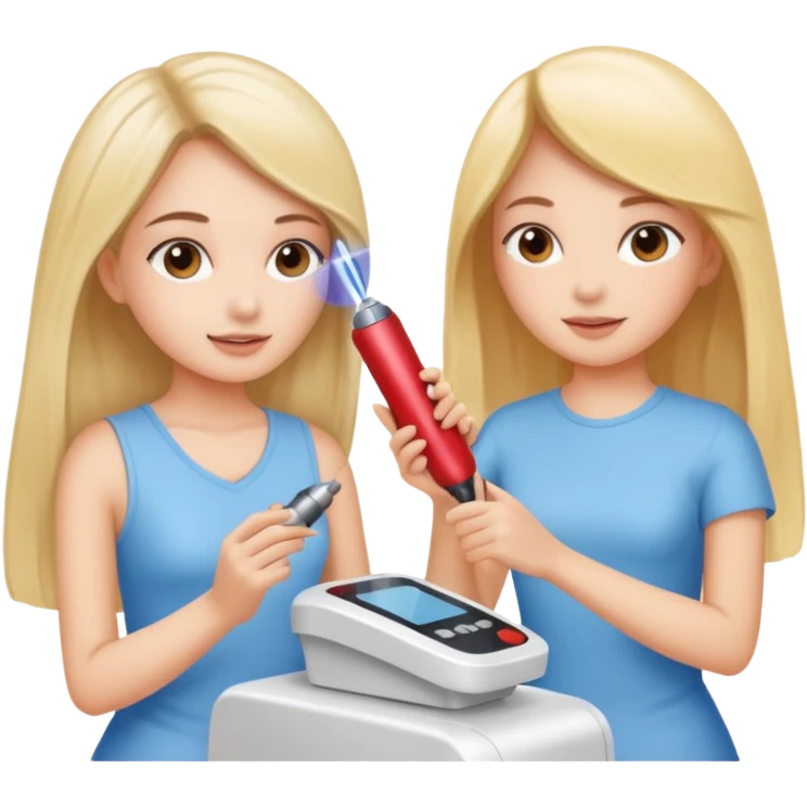 A girl help another girl do laser hair removal treatment emoji