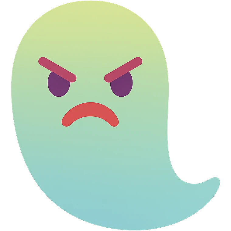 angry Casper ghost in colorful style emoji