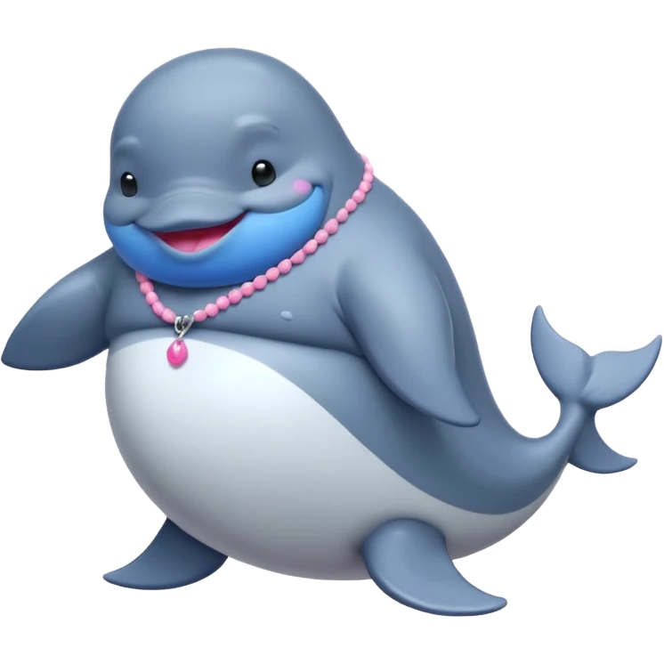 dancing fat whale with pink necklace emoji