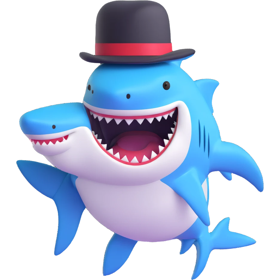 shark wearing a top hat emoji