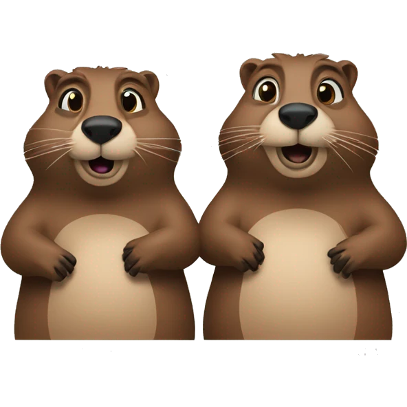 Groundhog couple living each other and watching the tv  emoji