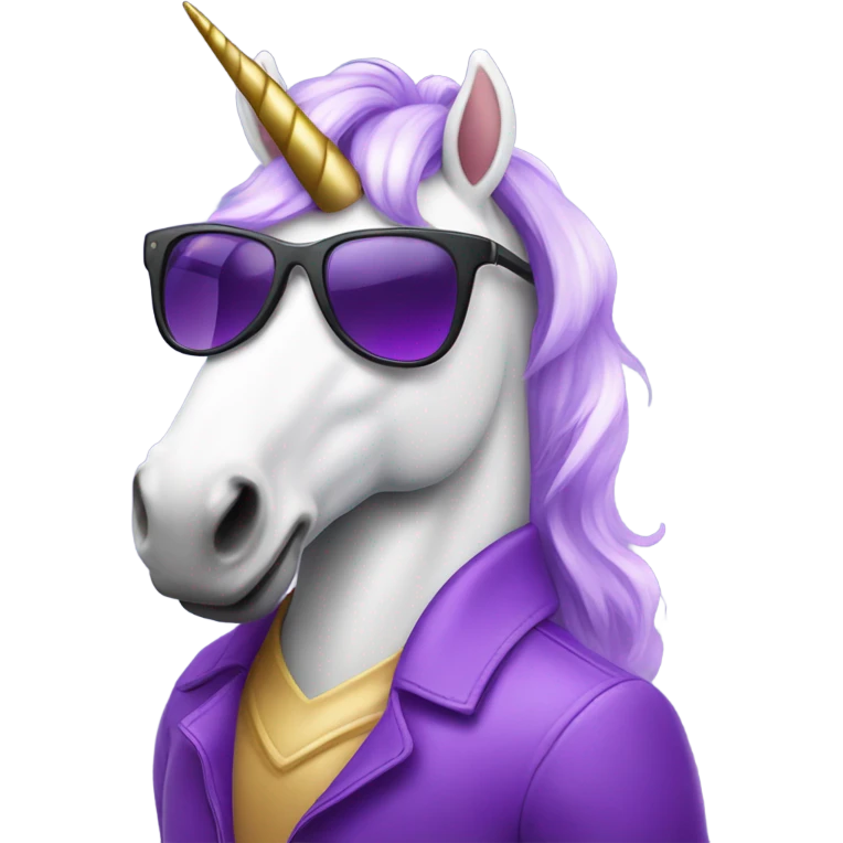 Purple unicorn wearing sunglasses emoji