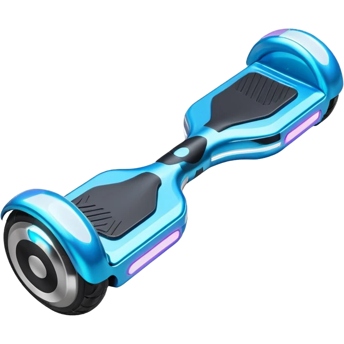 Flat futuristic emoji of a sleek hoverboard floating slightly above the ground, smooth neon edges, minimal shading, white background emoji