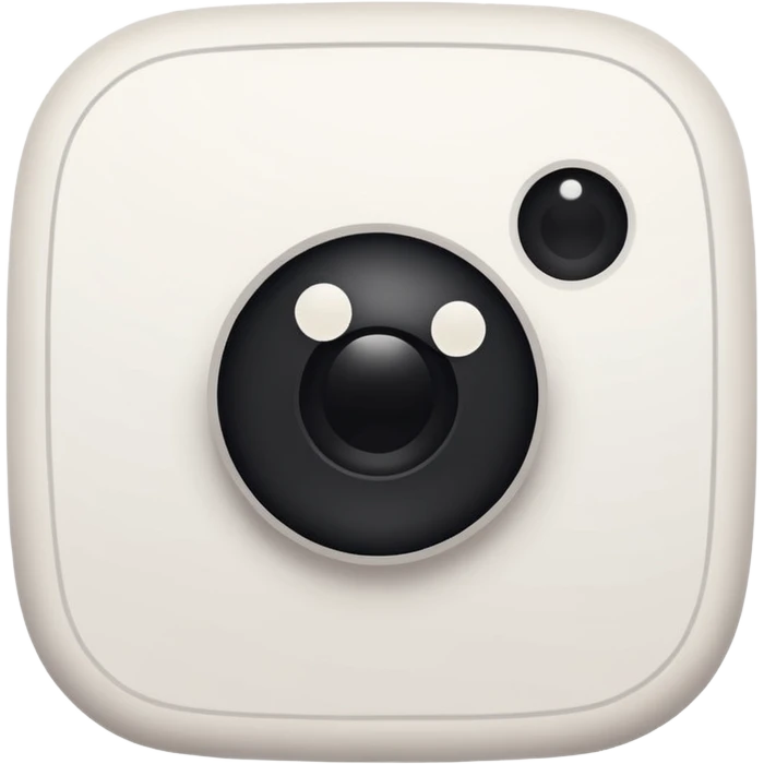 A white hand-drawn doodle of [instagram] with simple black dot eyes and thick, rough outlines. Minimalist style centered on a solid-colored circular background. emoji