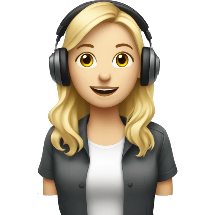 Audio technician blonde girl with an audio desk emoji