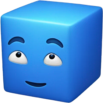 A blue cube with face emoji
