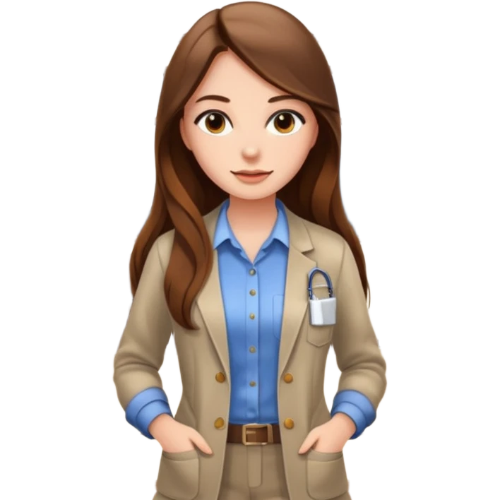 beautiful girl with long brown hair constructing new lounge room emoji