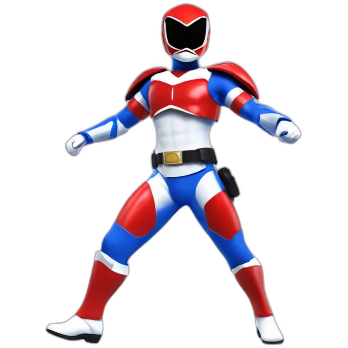 police power ranger full body blue and red and white emoji