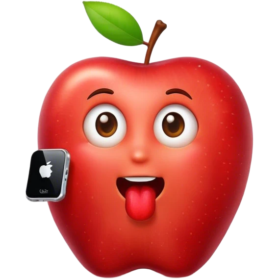 Phone eating an apple emoji