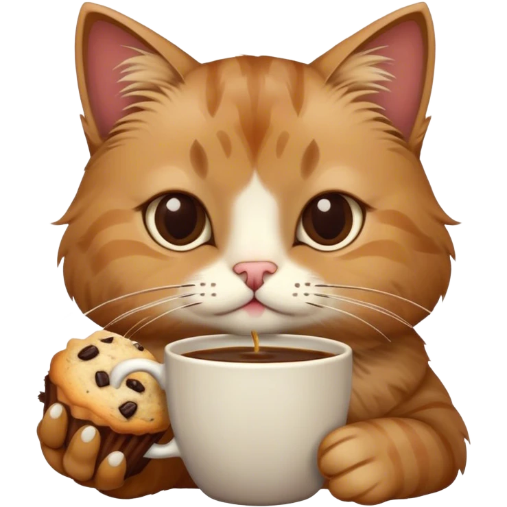 cat with coffee and muffin emoji