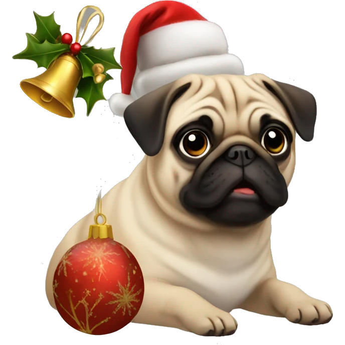 Christmas bells and pug emoji