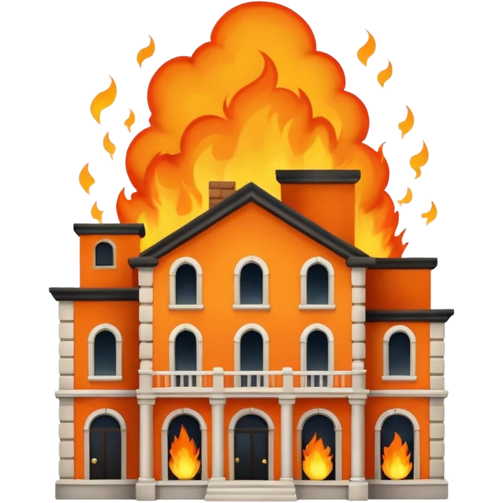 burning building, smoke and fire emoji