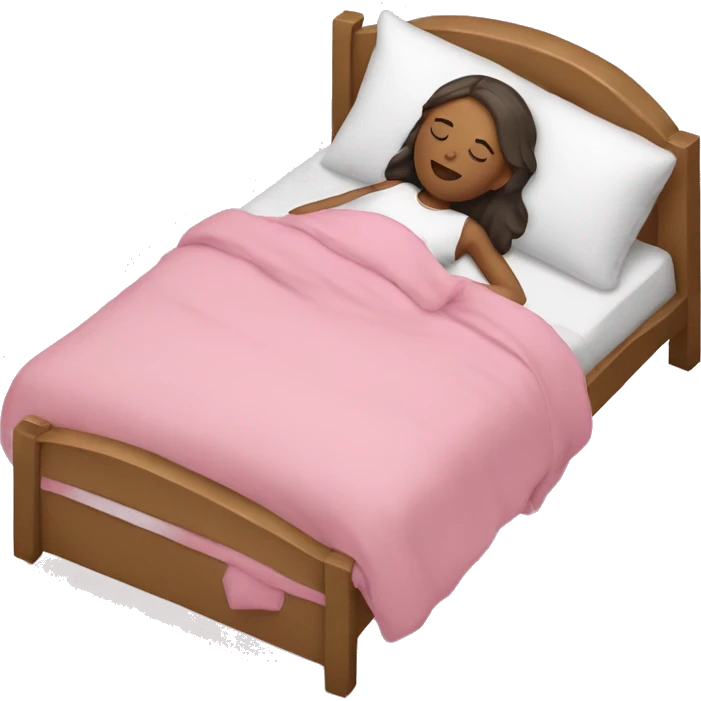 White girl sleeping in a pink bed  emoji