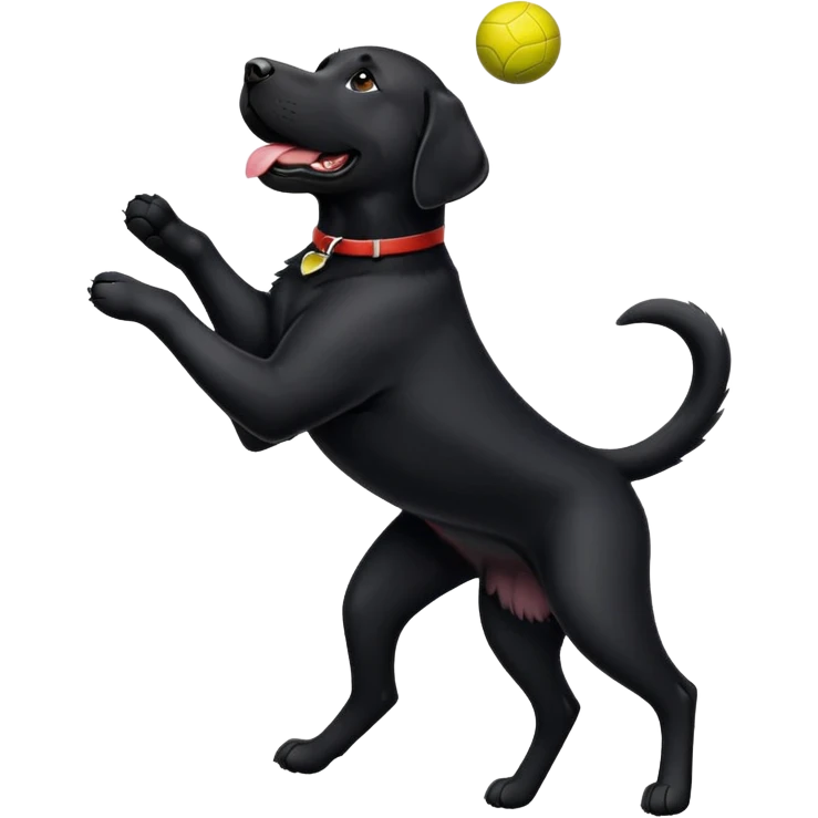 Black lab catching ball in the air  emoji