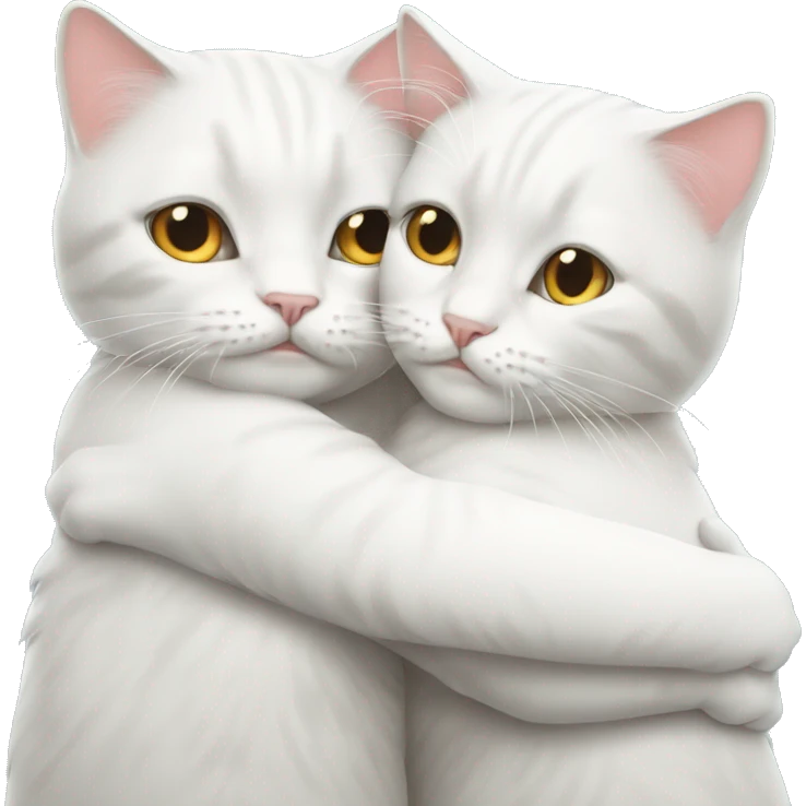 Two white British cats hugs  emoji