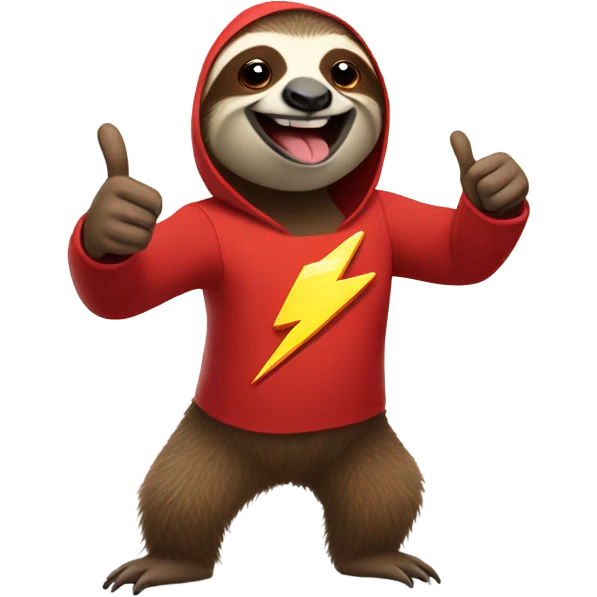 sloth The Flash shows thumbs up emoji