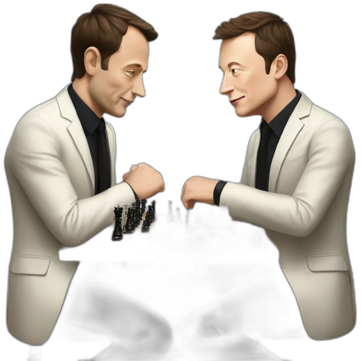 Macron and Elon Musk play chess emoji