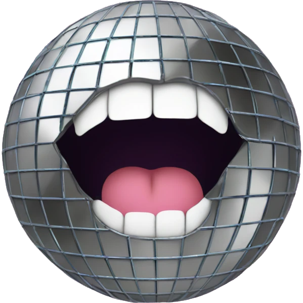 Disco ball in mouth emoji