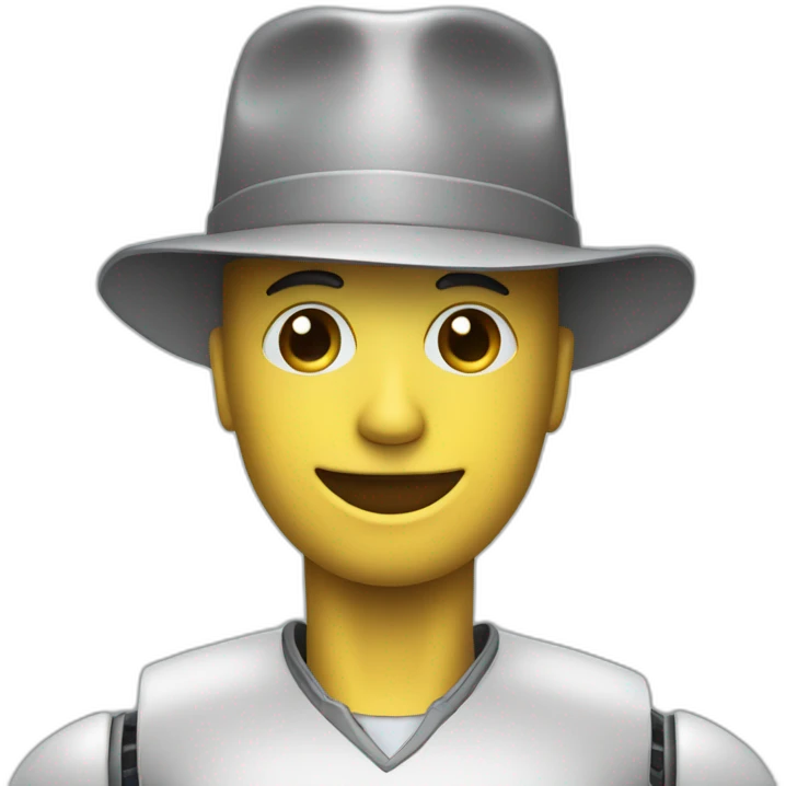 a humanoid robot that has oppenheimer's hat emoji