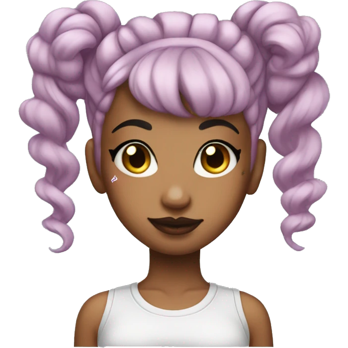 Tattooed girl with space buns and side bang emoji