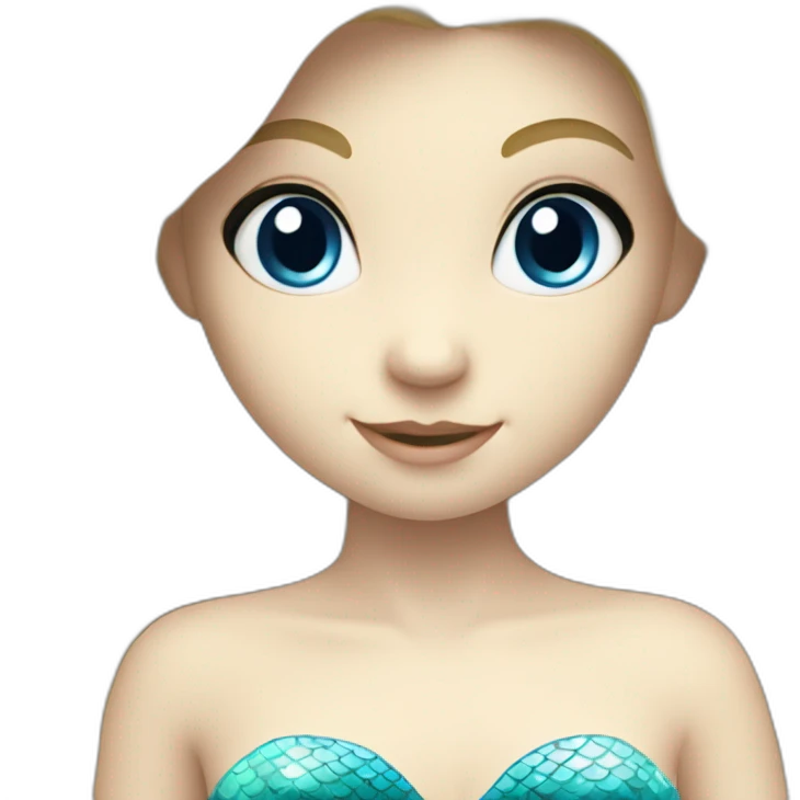 very young white blonde mermaid with blue eyes dancing emoji