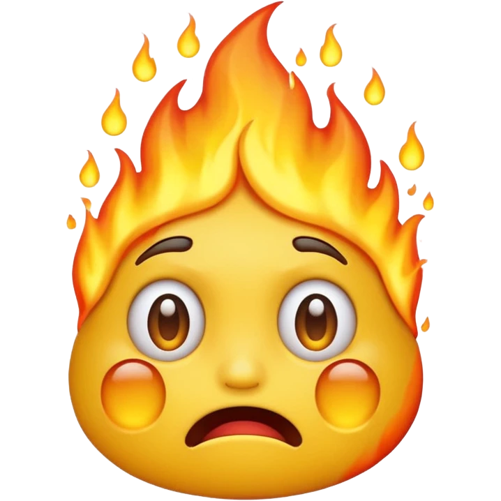 The emoji yellow On fire Scared emoji