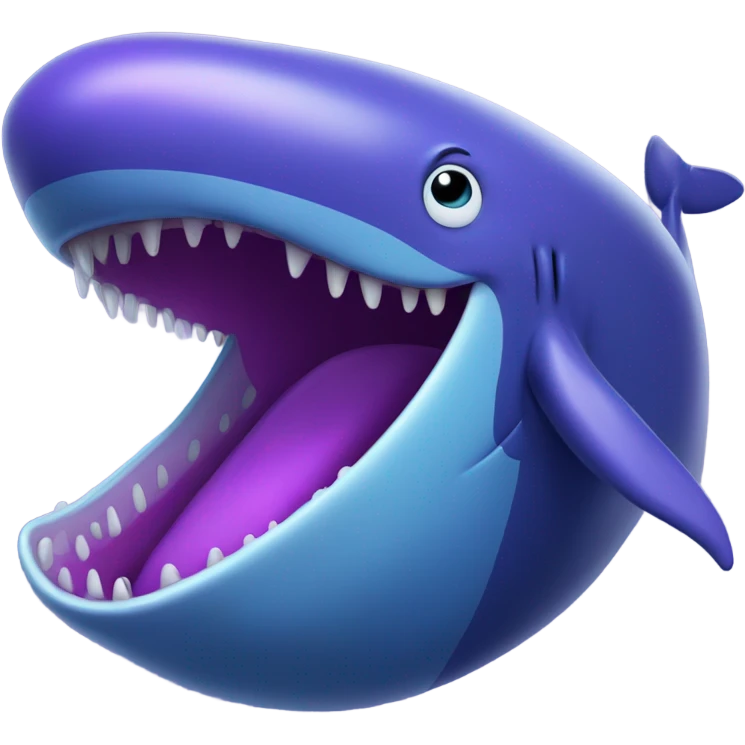 Blue whale purple, open mouth emoji