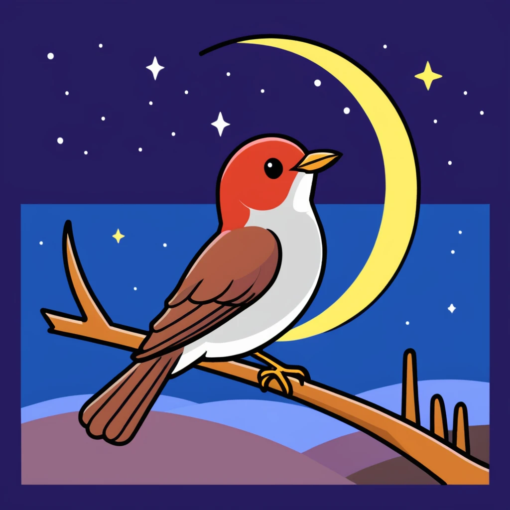 nightingale against starry night sky emoji