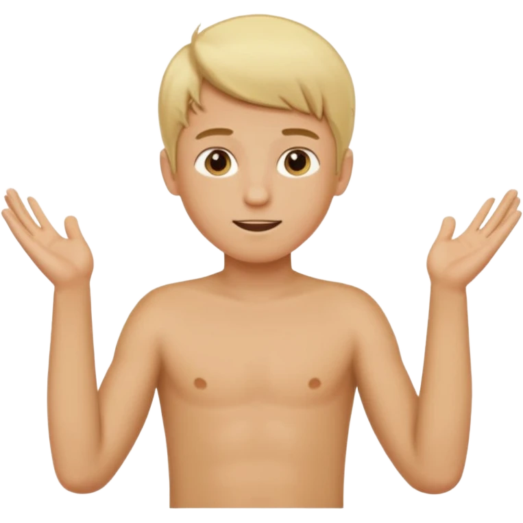 Boy, blonde hair with two hands stomach up saying 67 emoji
