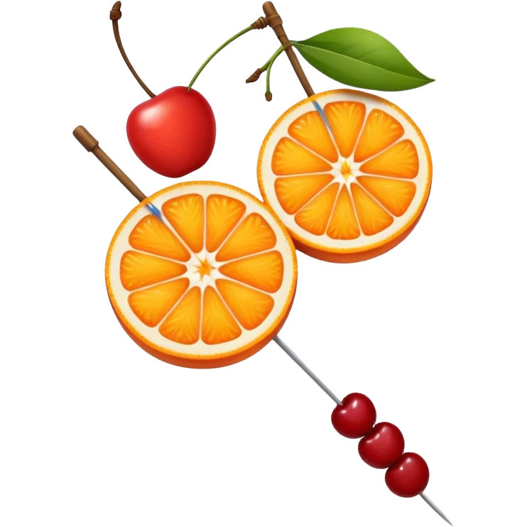 orange slice and cherry on a skewer emoji
