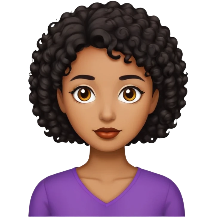 Woman with brown skin, short dark black curly hair emoji