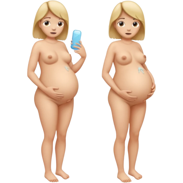 pregnant nude full body giving labor emoji