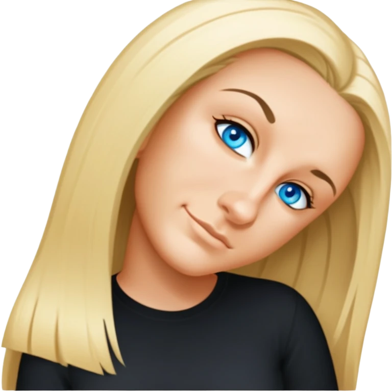 woman, wearing black shirt, long middle-blonde hair, head facing forward emoji