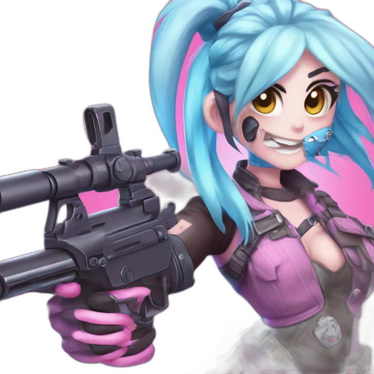 jinx with weapon and smile emoji