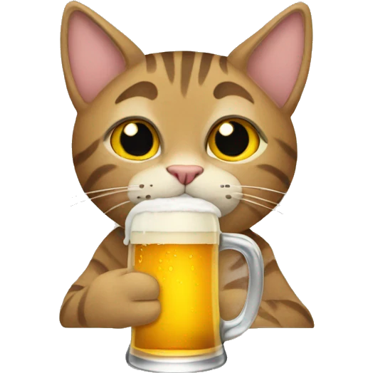 tabby cat drinking beer emoji
