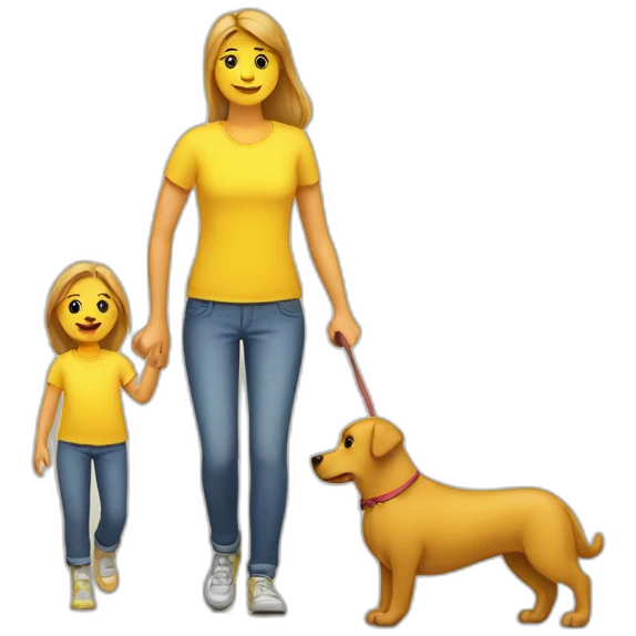 mom dad and dog family yellow emoji