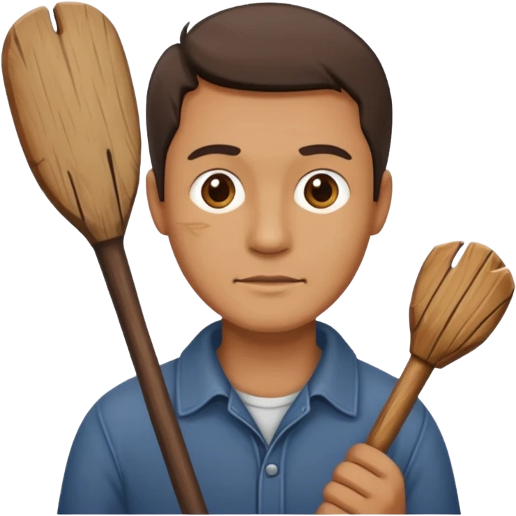 Tahta adam elinde sopa emoji