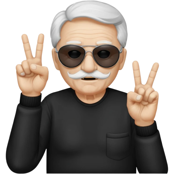 Some white old guy with a mask on and black shades with it also holding up the middle fingers emoji
