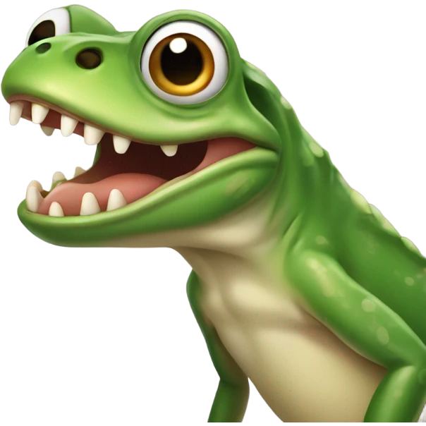 Frog with T. rex teeth emoji