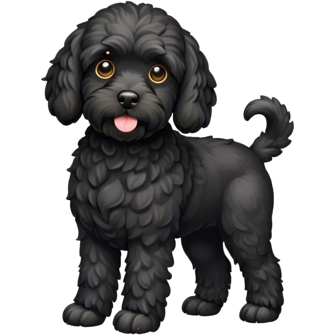 Black cockapoo full body emoji