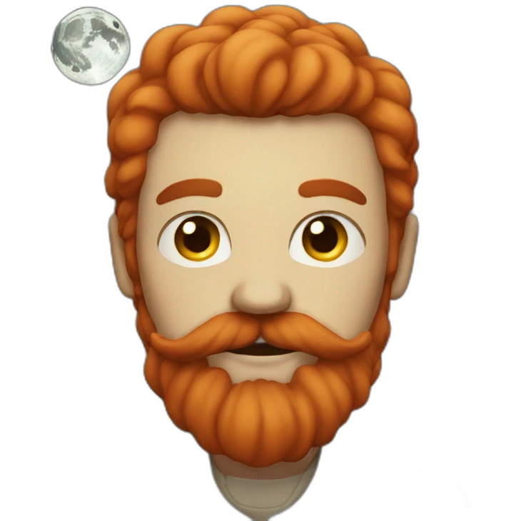 Full Moon with red beard and moustache emoji