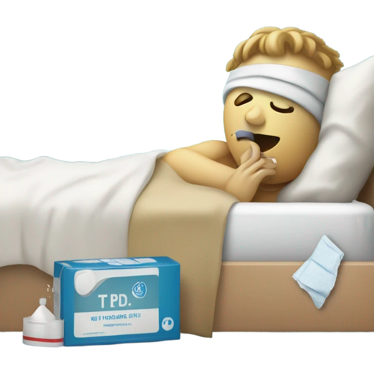 laying in bed sick using photo emoji