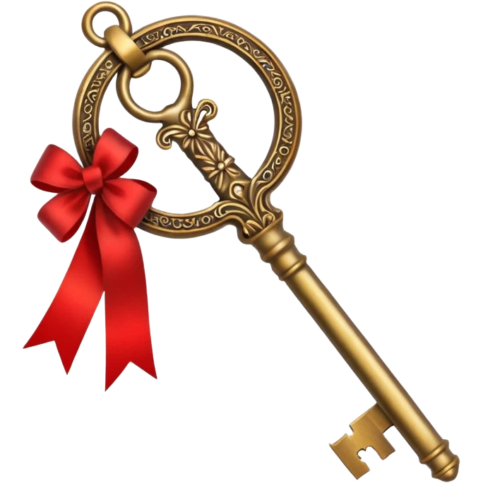 Christmas magic key with red ribbon emoji