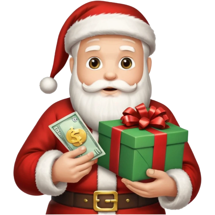 santa with money and social media logo on gift emoji